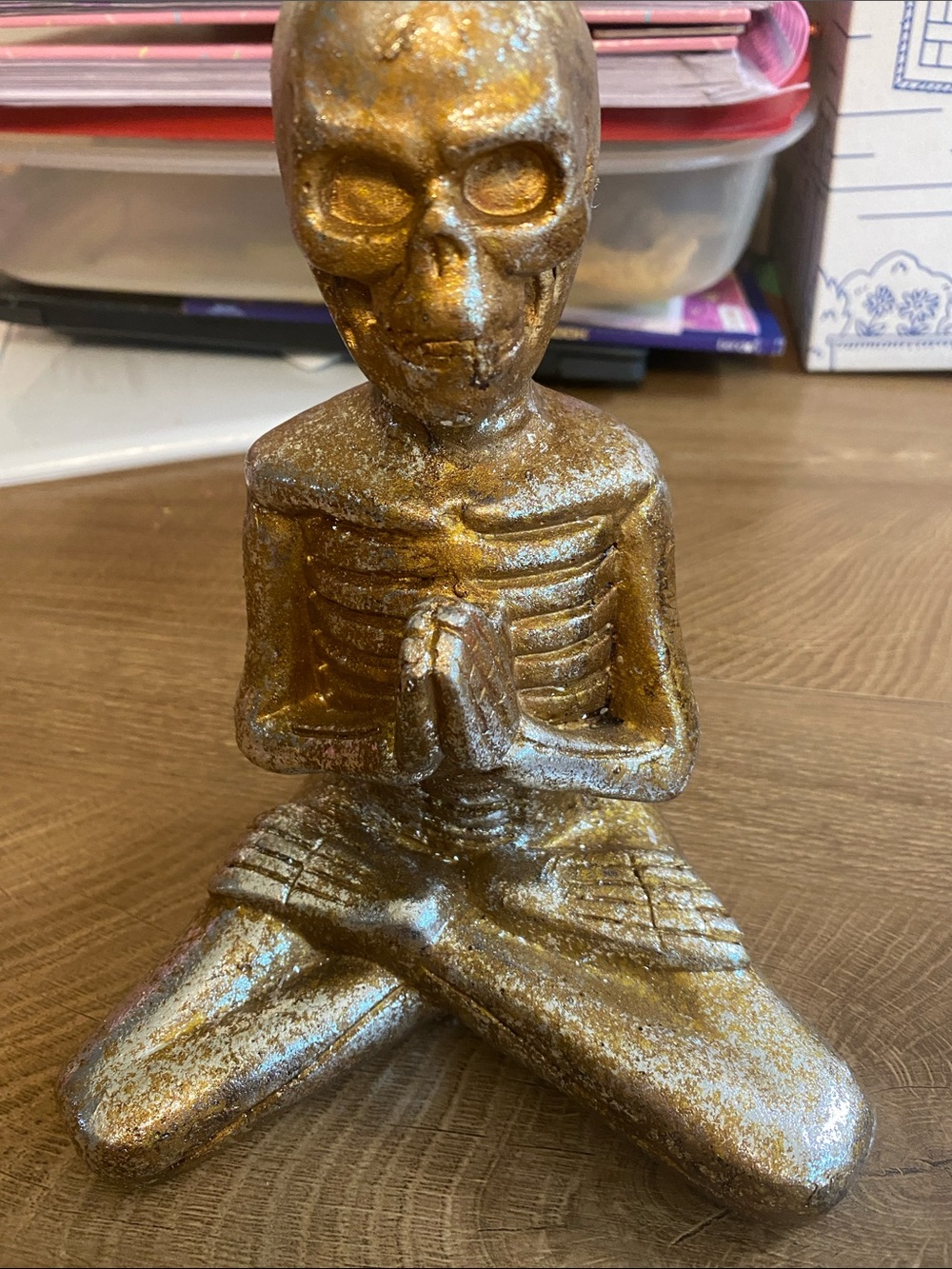 T.J.Maxx Gold Metallic Praying Skeleton Sculpture